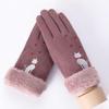 Women's Winter Warm Gloves Suede Gloves Winter Outdoor Cycling Touch Screen Padded Thickening Gloves