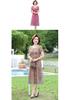 Elegant Summer Floral Dress for Middle-aged Women - Chinese National Style, Short Sleeve Maxi