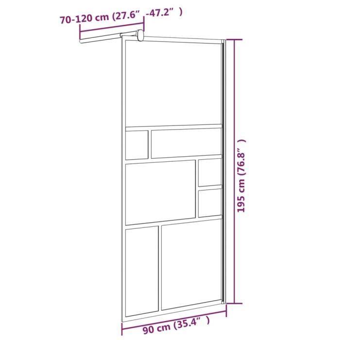 VidaXL Shower Wall 90x195 Cm ESG Glass White 151869