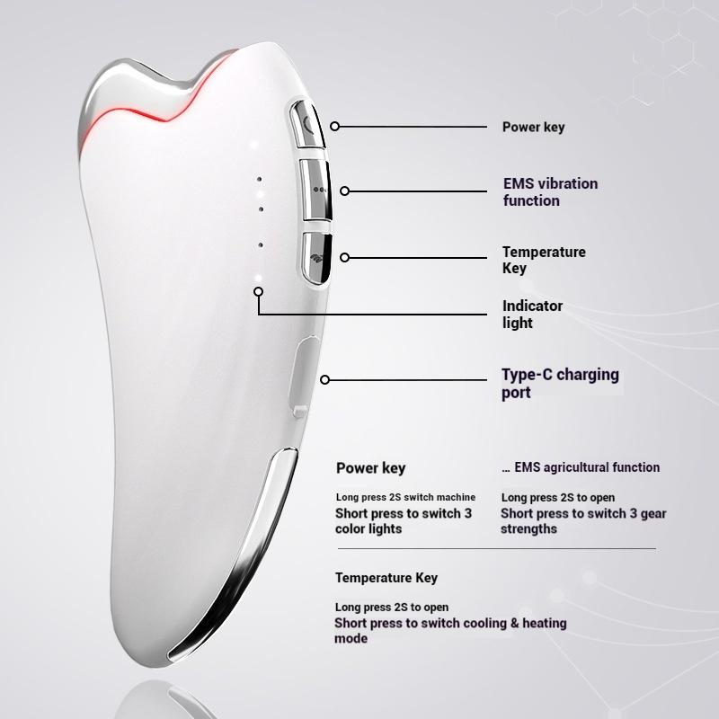 Electric High Frequency Apparatus Color Light Gua Sha Tools EMS Facial Lifting Neck Beauty Apparat Vibration Massage Apparatus