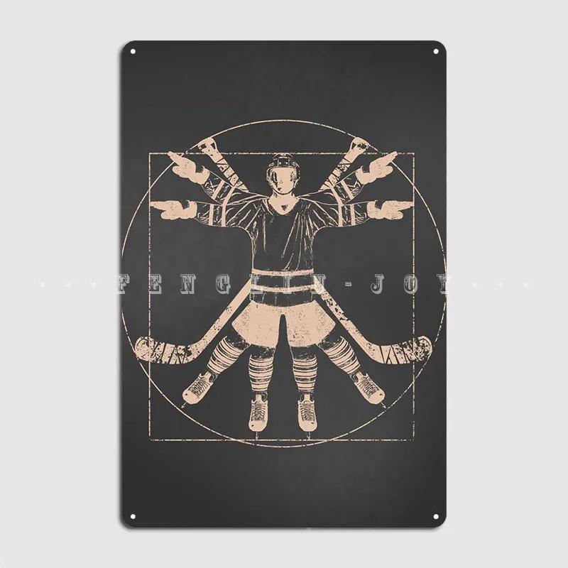 

Vitruvian Man Ice Hockey Metal Sign Club Bar Wall Mural Classic Plates Tin Sign Posters 20x30cm