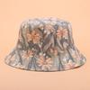 New flower bucket hat women's D printing pot hat summer outdoor flat top versatile sun hat sun protection hat