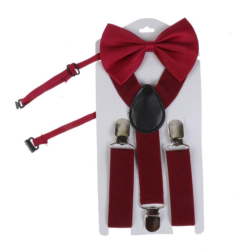 Kids Braces Bow Tie Set, 2.5cm Elastic Adjustable 60cm Y-Back Clip-on Suspenders, Formal Classic Pre-Tied Bowties for 1-9 Years Olds Boys Girls