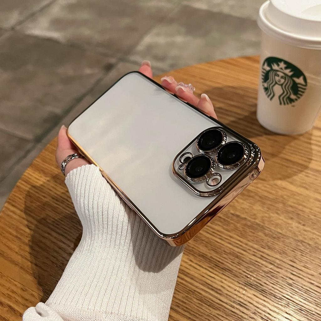 Suitable for Apple 16 Phone Cases, Electroplated with Lens Film, Iphone15Promax Transparent Case, 13/14 Full Package, Simple and Easy