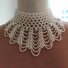 Imitation Pearl Fake Collar Necklace Hollow Design Multi Layer Detachable Collar Solid Color Dress Accessory