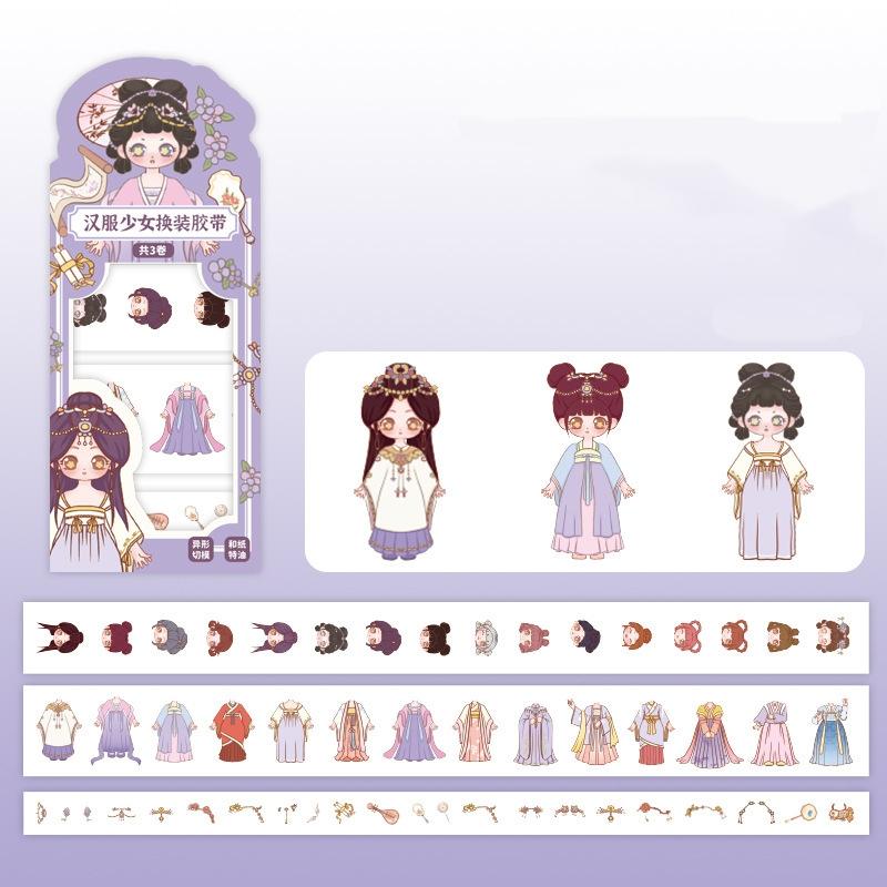 

New 1Box Cartoon Dress Up Stickers Beautiful Girl Outfit Sticker Fun DIY Princess Makeup Scene Outfit Change Tape