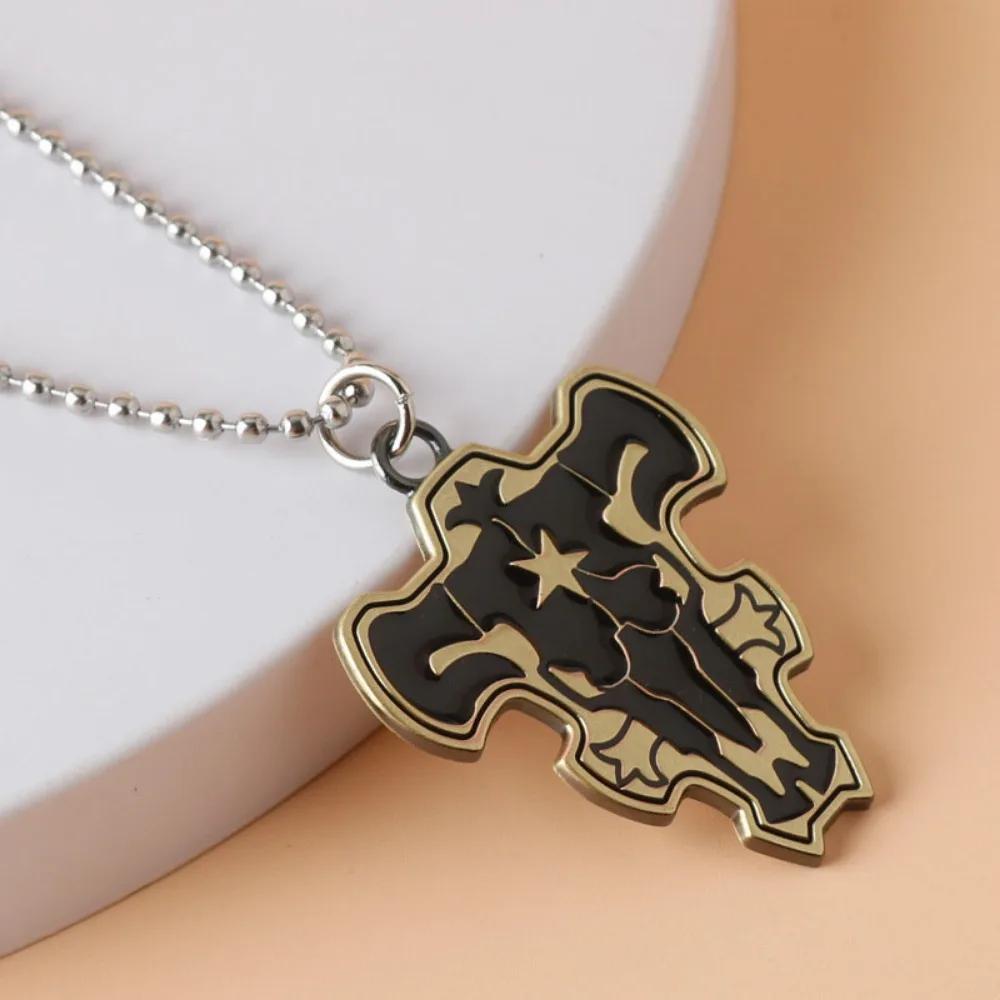 

Fashion Cartoon Black Four-leaf Clover Bead Necklace Character Logo Clavicle Chain Men s and Women s Trend Pendant Accessories