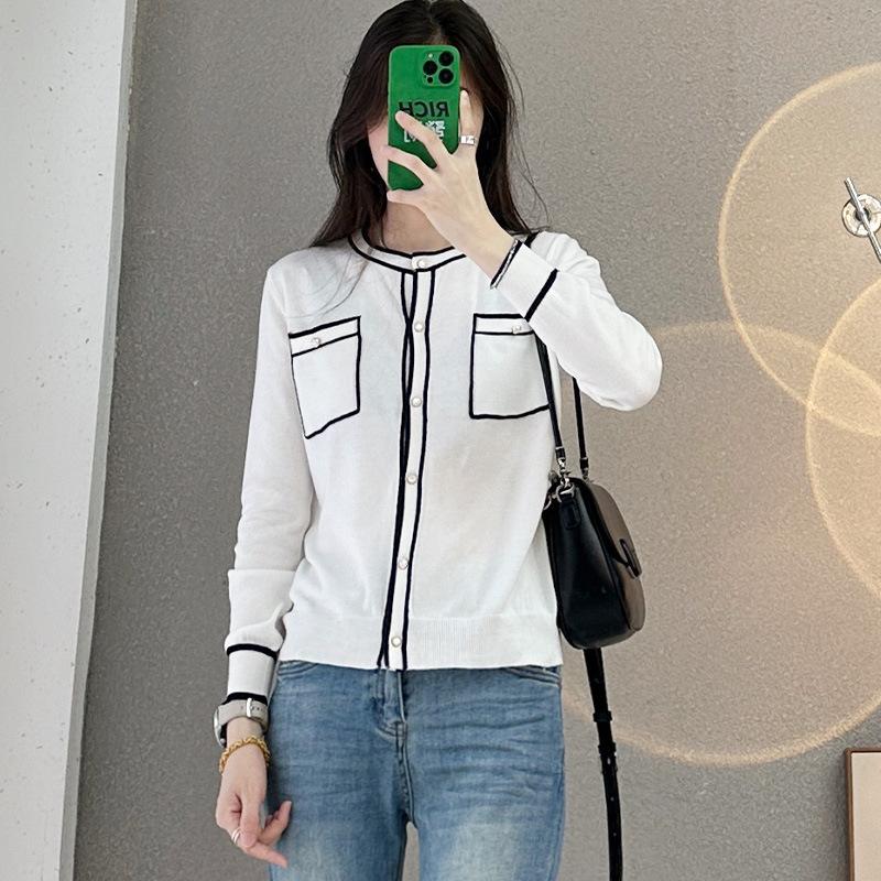 

Cotton Thread Small Fragrance Style Knitted Cardigan for Women s Short Jacket Summer Top Versatile Fashionable Sunscreen Air Conditioning Shirt XXL чорний