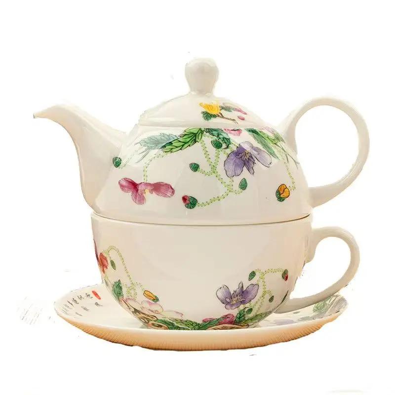 Flower Teapots,Coffee Pot,Mother Child Pots,One Pot and One Cup,British High-end Afternoon,Single Tea Set,Household Teaware
