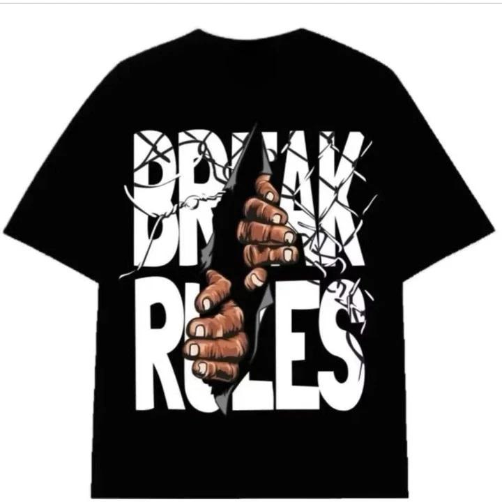 Break Rules Streetwear Graphic Black T Shirt L