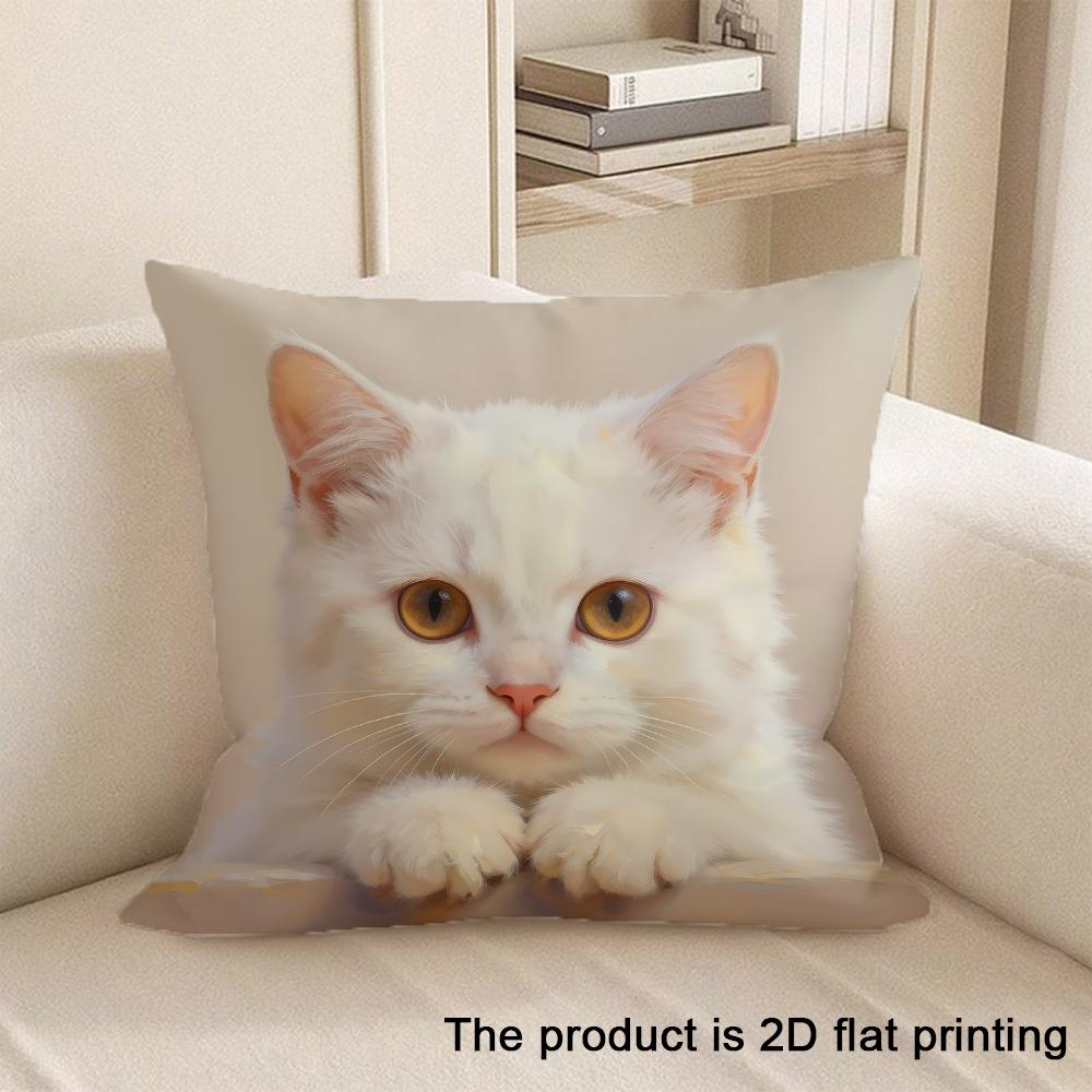 1pc Cute Cat Themed 2D Flat Printed Pillowcases Sofa cushion cover home bedroom room decoration