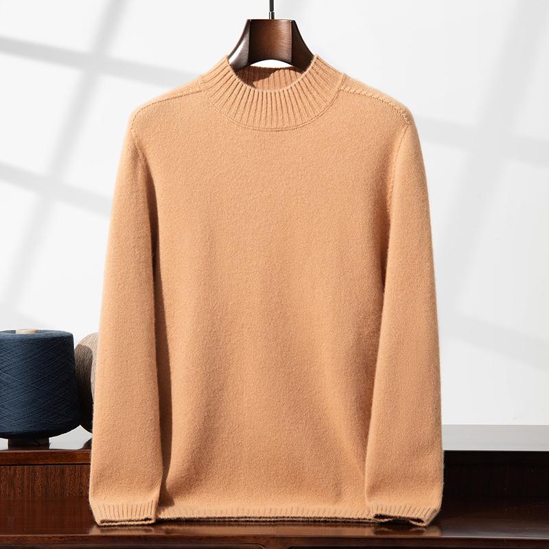 Men's High Neck Thickened Cashmere Sweater: Loose Fit, Plus Size, Warm Knit Base Layer for Autumn/Winter.