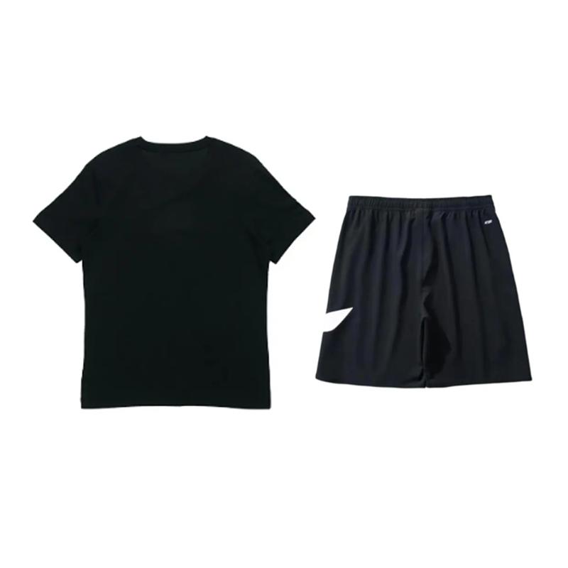 Li Ning Logo Printed Round Neck Pullover Short Sleeve T-Shirt Fashion Loose Comfortable Shorts Casual Sports Set Unisex sets AHSVD53-1+YKSV197-2