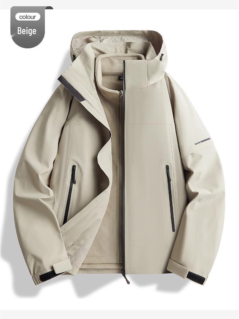 

Унисекс Ветрозащитная 3-в-1 Куртка для активного отдыха: Съемный флис для осени и зимы, водонепроницаемый и готовый к шторму для альпинизма. 2XL