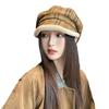 Woolen Star Anise Beret Children Autumn and Winter New Retro Plaid Warm Face Small Bud Painter Hat