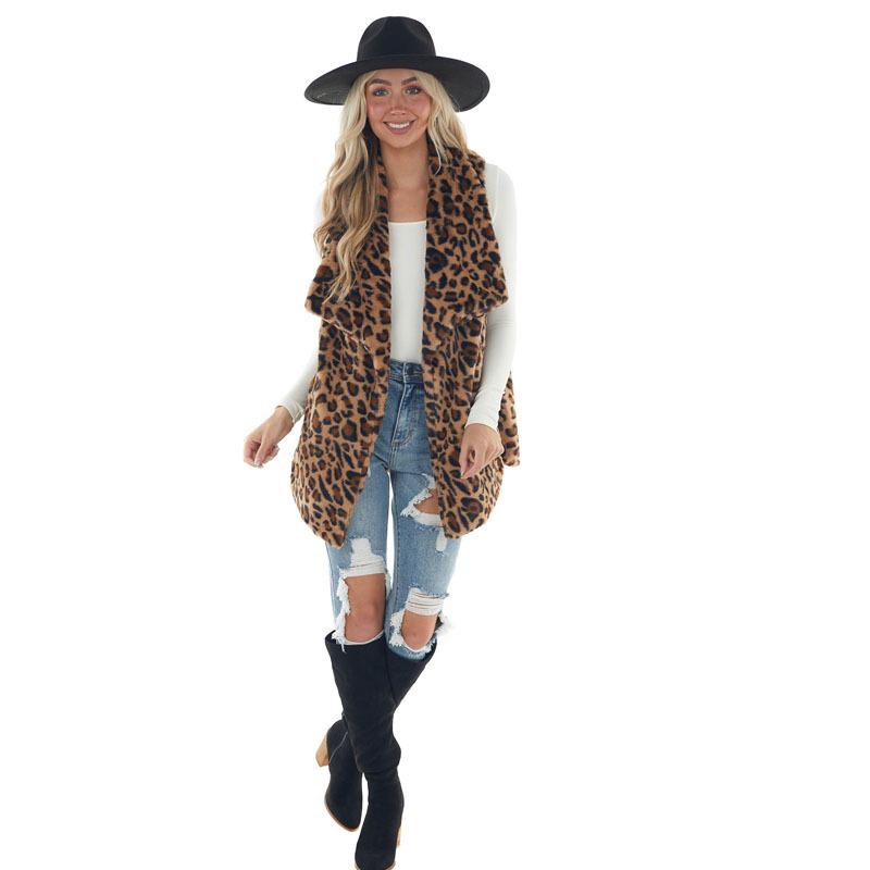 2024 Fall/Winter Leopard Print Women's Faux Fur Coat with Pockets - Plush, Loose Fit, Fashionable and Cozy