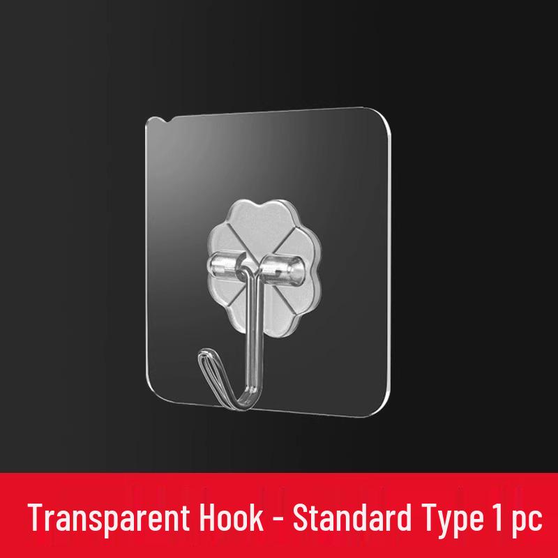 Strong Adhesive Transparent Wall Hook - No-Drill, Load-Bearing, Suction Cup for Kitchen & Household Use