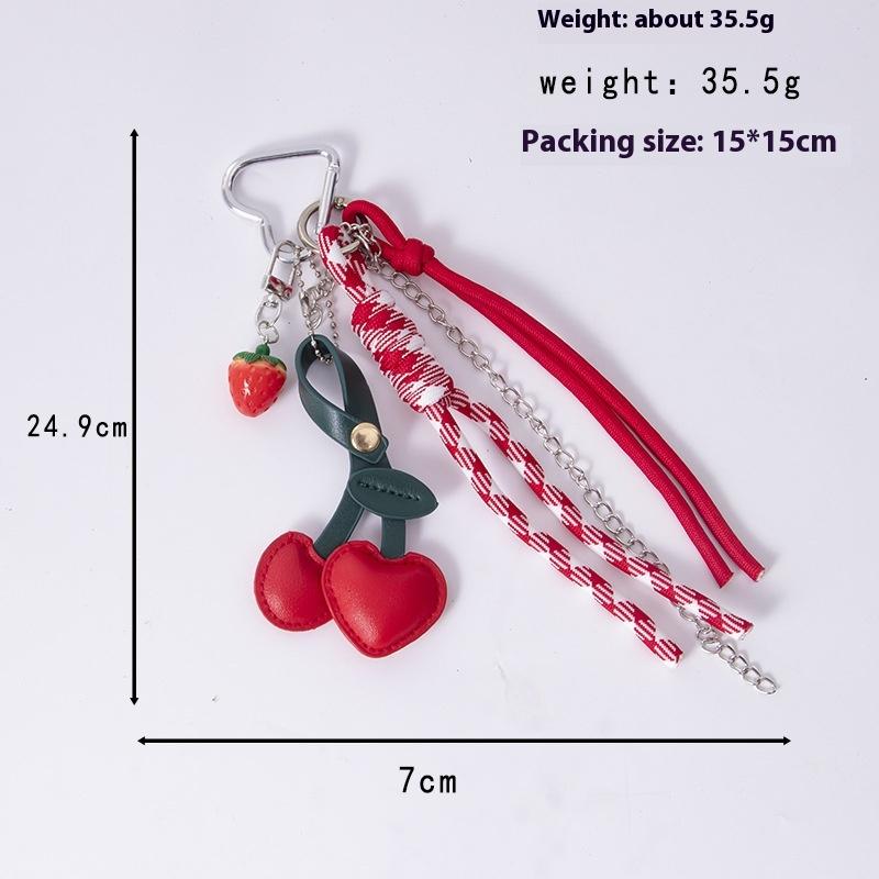 1 Pièce Mignon Amusant Résine Fruit Clé Chaîne Perle Série Cuir Cerise Pendentif Sac Accessoires Sac à Dos