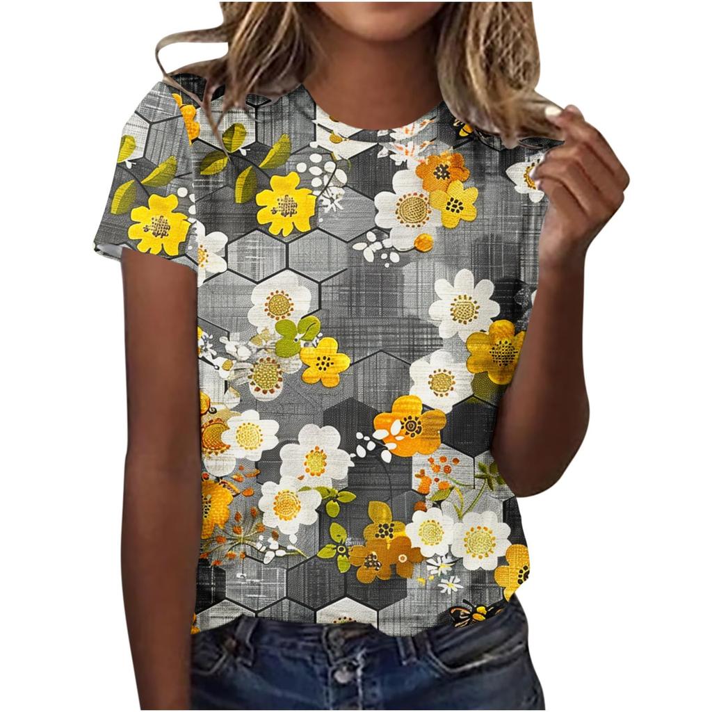 Cute Honey Bee Graphic 3D Print T-Shirts Women's Short Sleeves Elegant T Shirt Streetwear Y2k Harajuku Tees Tops Female Clothing