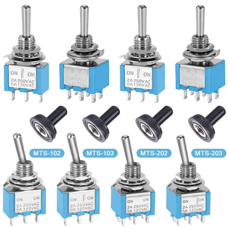 10Pcs Miniature Toggle Switch ON-OFF-ON Mini Button Rocker Power Switch 3Pin 6Pin ON-OFF MTS-102 MTS-103 MTS-202 MTS-203