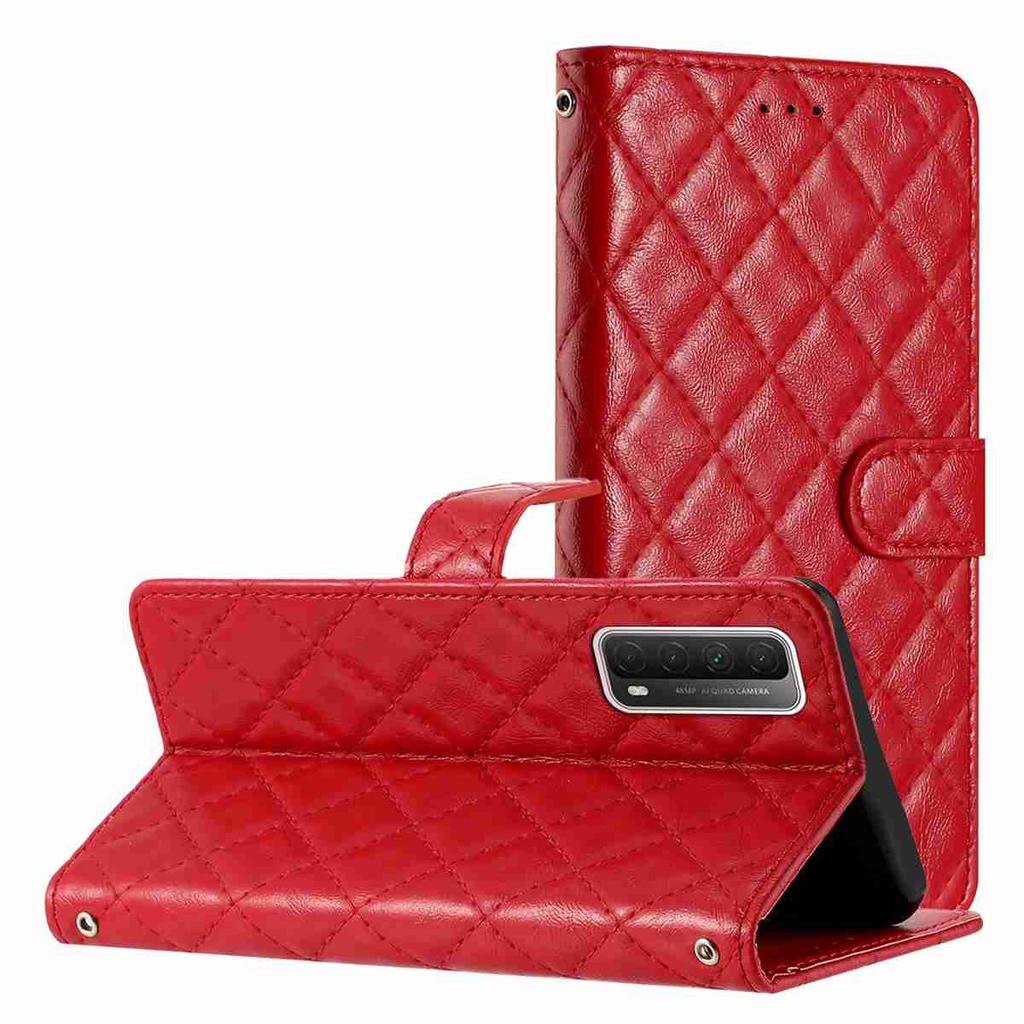 Quilted Pattern Faux Leather Wallet Case for Huawei Honor Series.Honor10 Lite Honor200 Honor300 P20Lite... 360° Protection with Card Slots & Stand