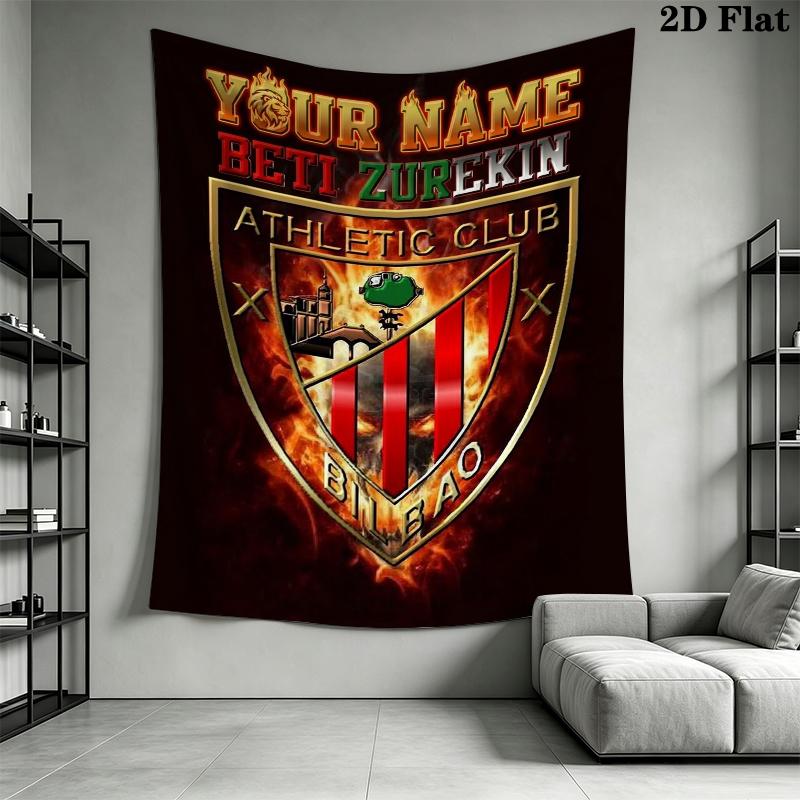 Custom Name Athletic Club Wall Tapestry Aesthetic Wall Hanging Printed Fabric Blanket Decorative Tapestries for Bedroom Living Room Home Decor