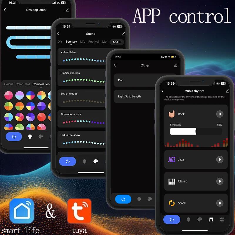 Atmosphere Light LED Wifi/Bluetooth Control Music Rhythm Holiday Decoration Light APP Lighting Lamp Game Wall Desktop Light