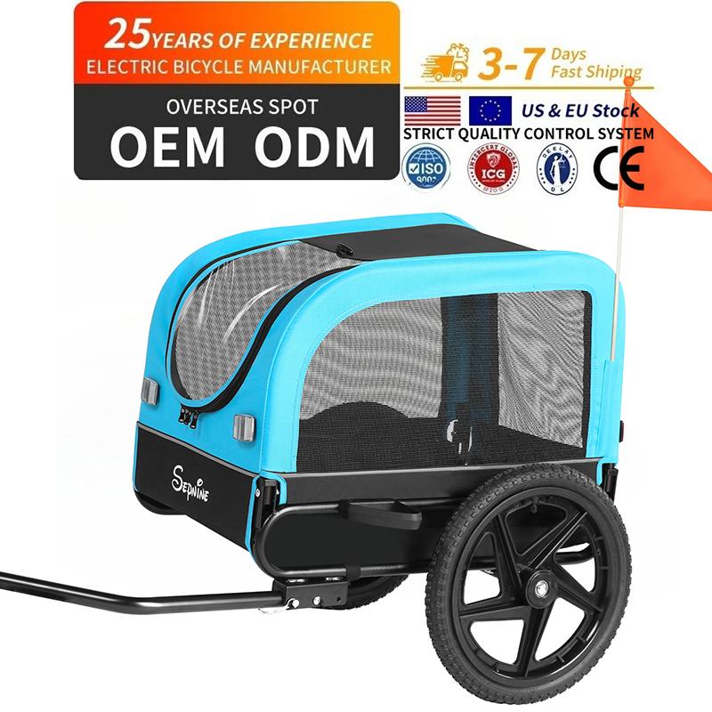 Sepnine 20303N 2-in-1 Haustier Fahrradanhänger Kinderwagen Faltbar 30 kg Kapazität 16" Räder Atmungsaktiv EU Lager