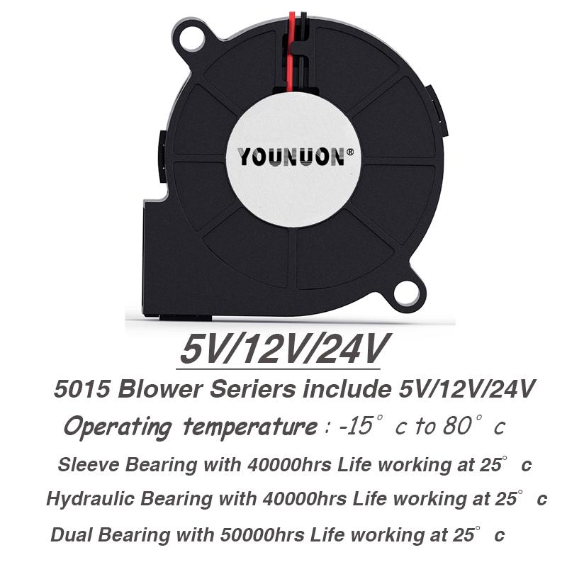 5015 5cm DC 5V 12V 24V 2Pin Dual Ball/Hydraulic Bearing Brushless Cooling Turbine Blower Fan 50mm x 15mm Blower Cooler Fan 24V Ball 1M DuPont чёрный