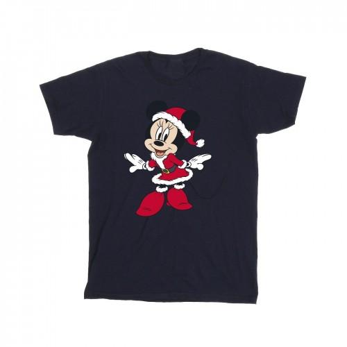 Disney Girls Minnie Mouse Mrs Claus Cotton Christmas T-Shirt