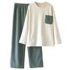 Autumn and winter new women's German velvet pajamas round neck long-sleeved trousers set loose large size