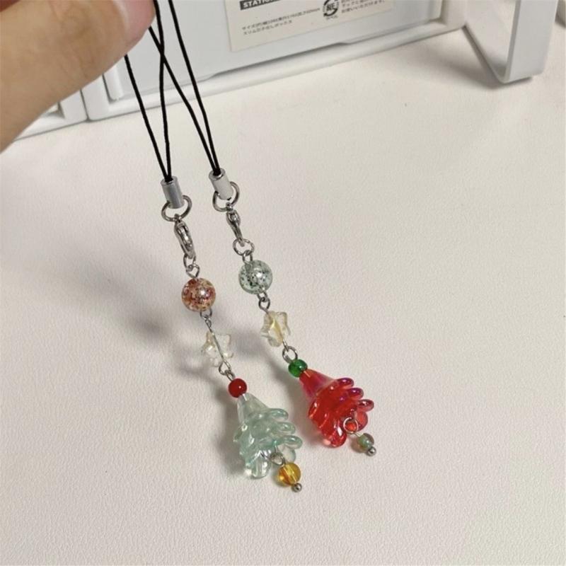 Cute Phone Strap Trendy Phone Chain Christmas Tree DIY Phone Charm for Holidy