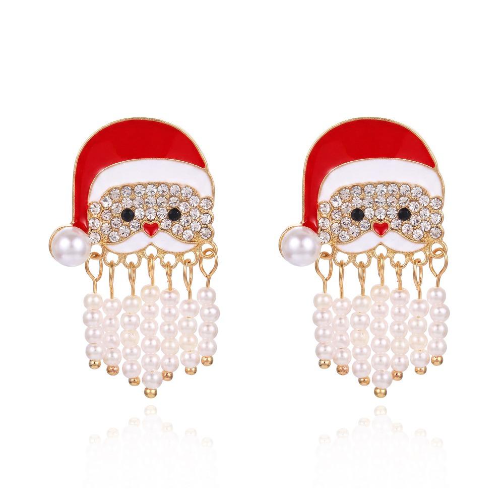 1 Pair Sparkling Christmas Drop Earrings Cute Santa Claus Dangle Earring  Gifts