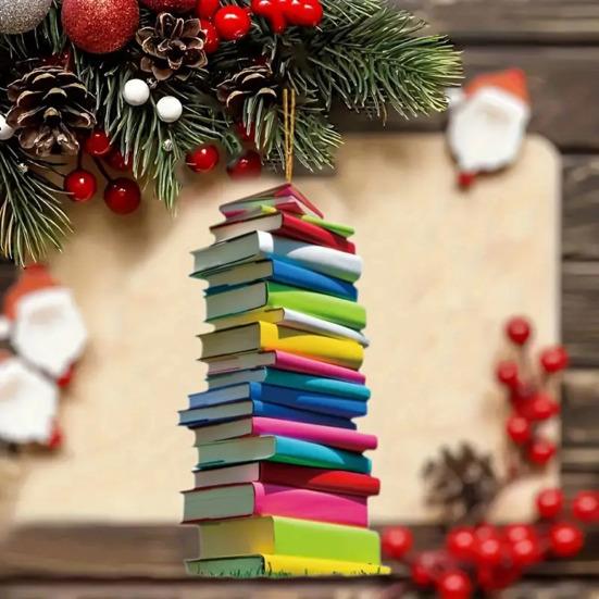 Ozdoba na książkę Kalendarz adwentowy Akrylowy wisiorek na książkę w formie układanki, dekoracja wisząca na choinkę, prezent dla miłośników książek
