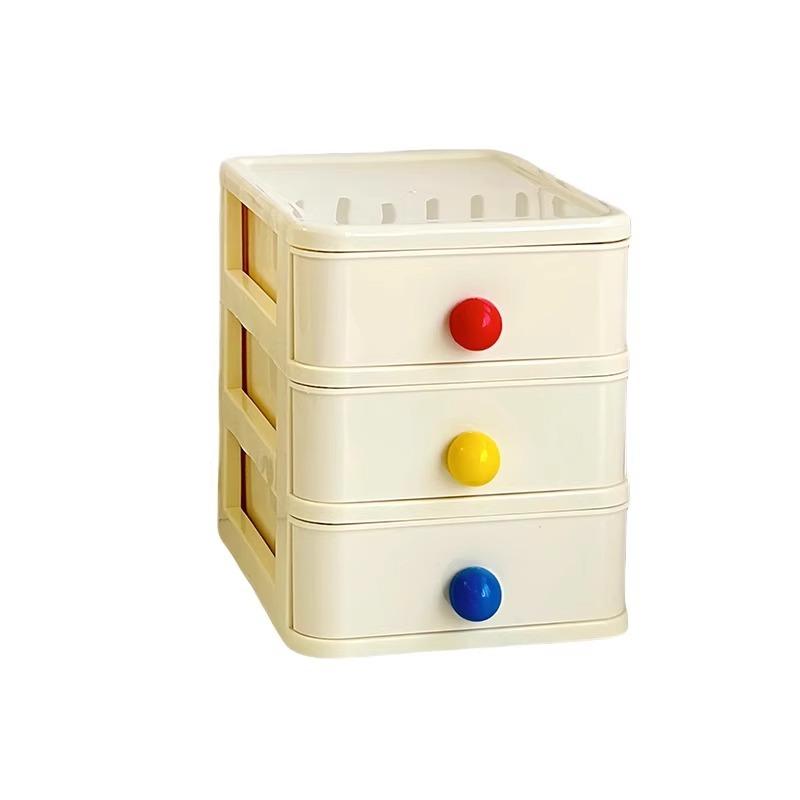 Desktop Storage Box Colorful Ball Home Office Storage Three Layers Drawer-style Storage Box Cosmetic Organizer Box