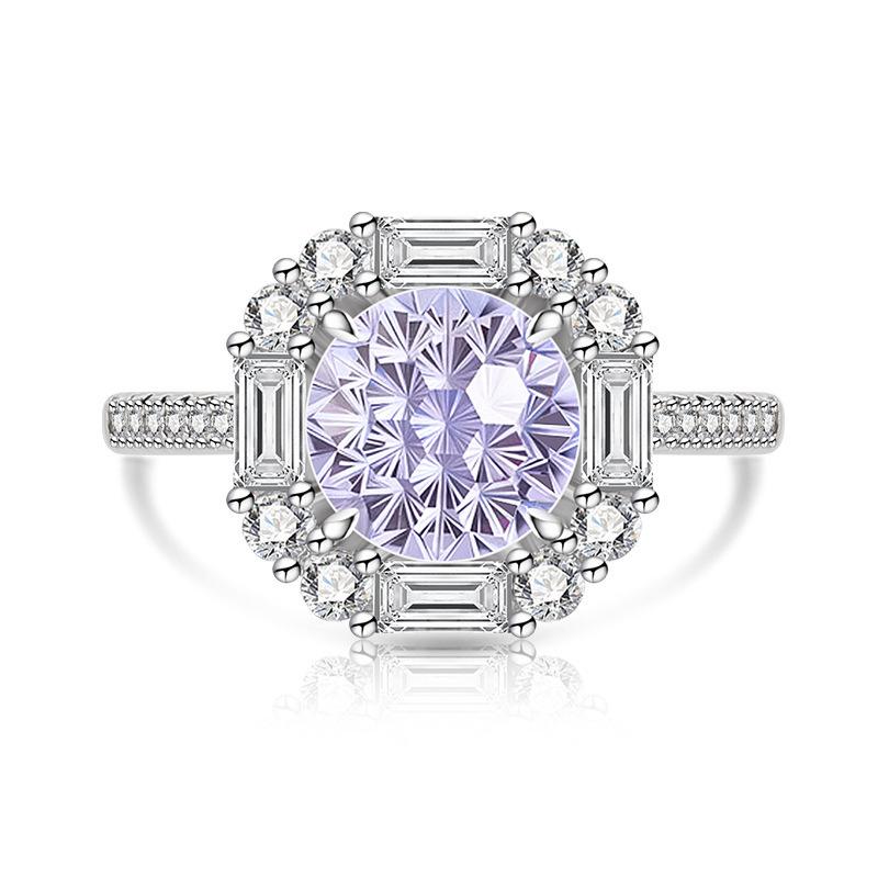 Copper Light Luxury Elegant Dahlia Cut High Carbon Diamond Sugar Cube Ring Women'S Jewelry