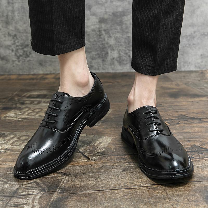 Fashion Plus Size Men's leather shoes leisure and business Party and groom's wedding Black Brown Classic Shoes Minimalist style
