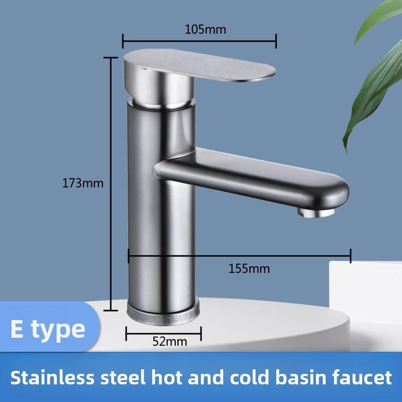 Gray Stainless Steel Faucet Washbasin Household Hot and Cold Water Bathroom Countertop Basin