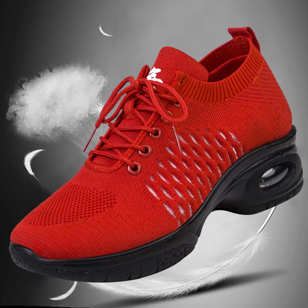 

Женские кроссовки для современных танцев, мягкие бальные джазовые кроссовки с дышащей воздушной подушкой, женская обувь для активного отдыха The Old Beijing 35 красный