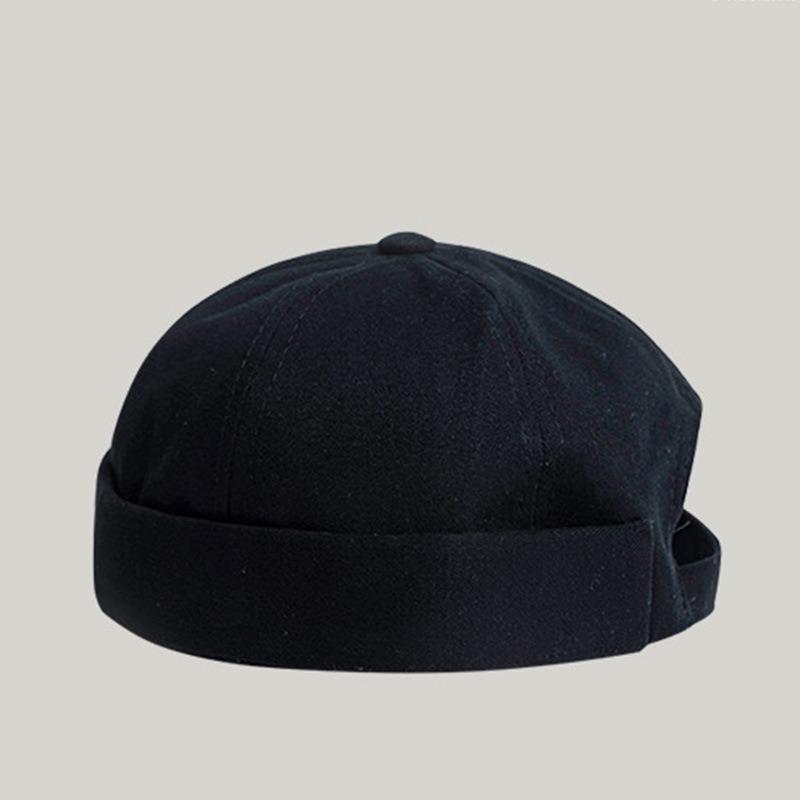 Hip-hop hats for men and women, breathable fashion cotton yuppie landlord solid color street beanless melon fur hat