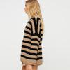 Women Vintage Fashion Loose Casual Striped Sweater Female Autumn Long Sleeve O-neck Contrasting Colors Knit Pullovers