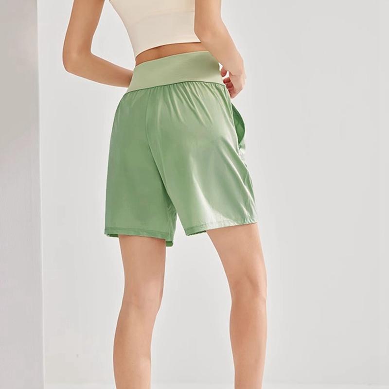 Damen High-Waist Sportshorts Locker Atmungsaktiv Schnelltrocknend Fitnessshorts