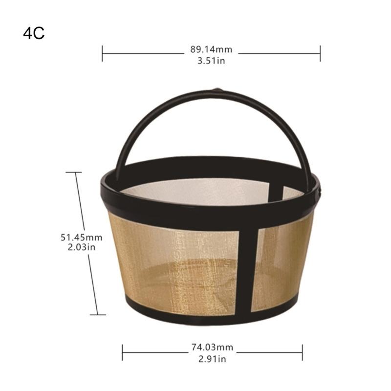Practical Golden Tone Coffee Filter Durable Coffee Filter Coffee Strainer for 4/6/8/12 Cup Basket Style Coffee Maker