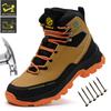 Men's Waterproof Steel Toe Work Boots, Anti Smashing, Anti Piercing, Non-slip, Indestructible Shoes, Male Outdoor Safety Boots