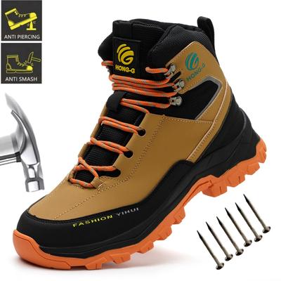 Bottes de travail imperméables à embout en acier pour hommes, anti-écrasement, anti-perforation, antidérapantes, chaussures indestructibles, bottes de sécurité d'extérieur pour hommes