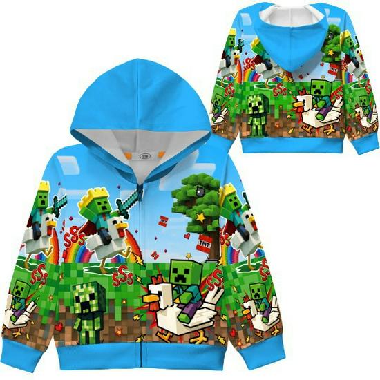 

3D Print Boys Casual Zip-Up Hooded Sweatshirt 130