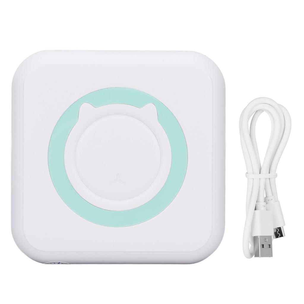 Portable Printer 200DPI Ergonomic Design Wireless Connection Thermal Paper No Ink Mini Printer for Home OfficeBlue