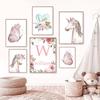 Unicorn Swan Butterfly Rainbow Cloud Flower Posters and Prints Wall Art Print Canvas Painting Pictures Girl Baby Kids Room Decor