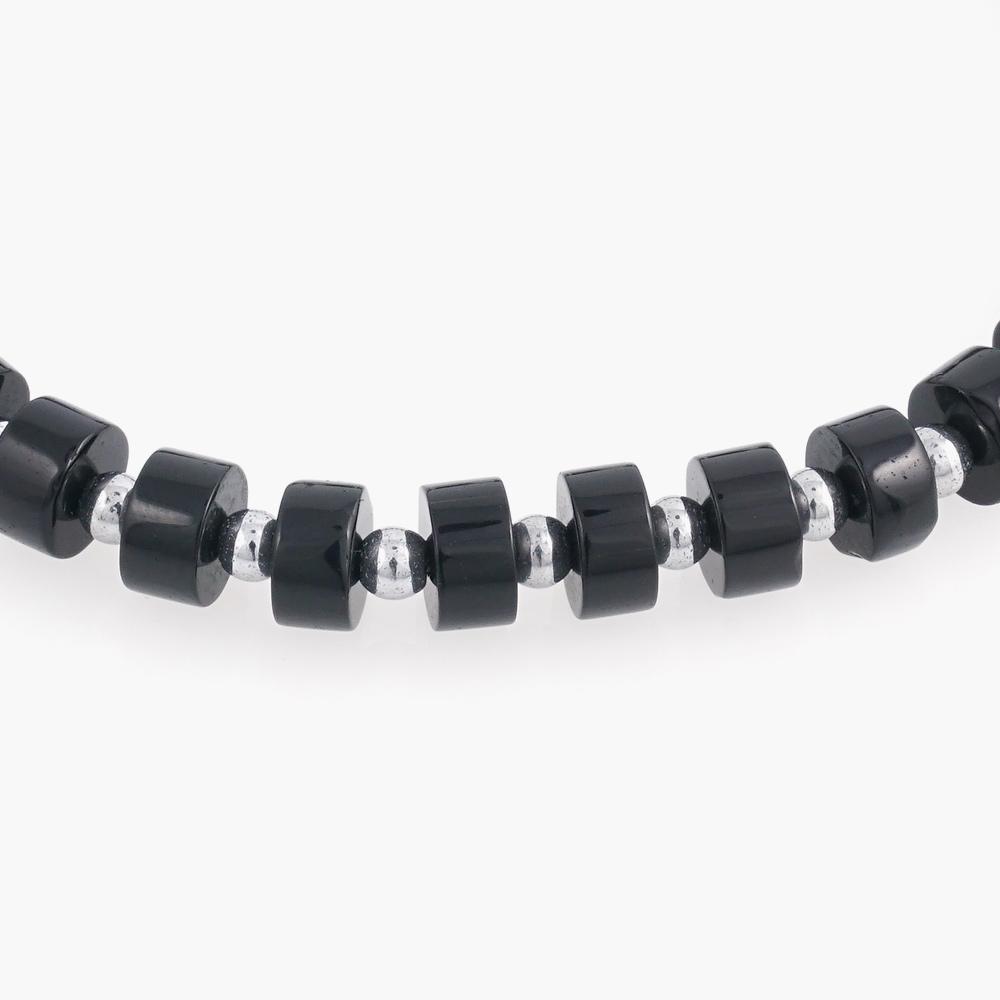 Jbans Classic Silver Ball Point 6Mm Black Rondelle Onyx Gemstone Bracelet (C2401Ac1090_Bk)