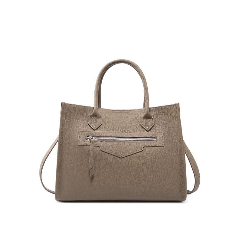 

Niche design commuter big bag leather large capacity retro women s bag shoulder computer briefcase portable tote big bag сірий колір